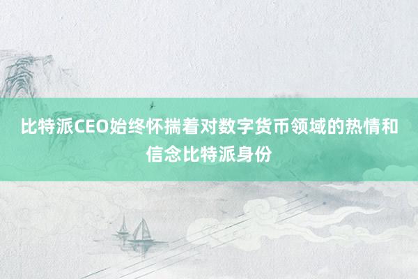 比特派CEO始终怀揣着对数字货币领域的热情和信念比特派身份