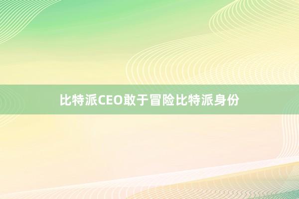 比特派CEO敢于冒险比特派身份