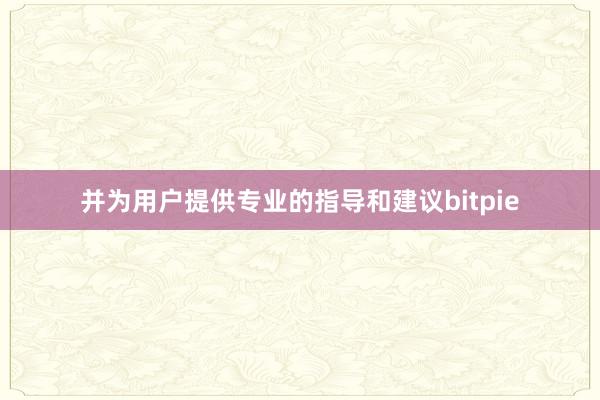 并为用户提供专业的指导和建议bitpie