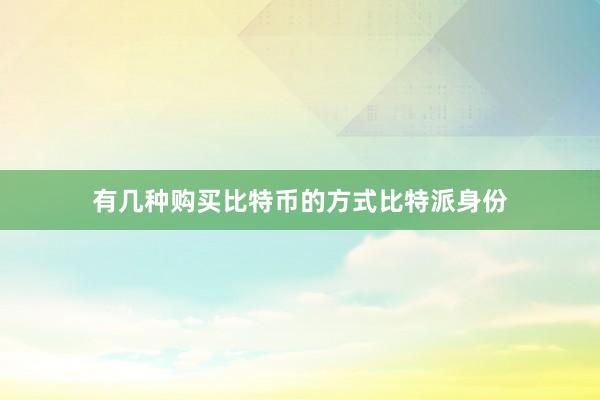 有几种购买比特币的方式比特派身份